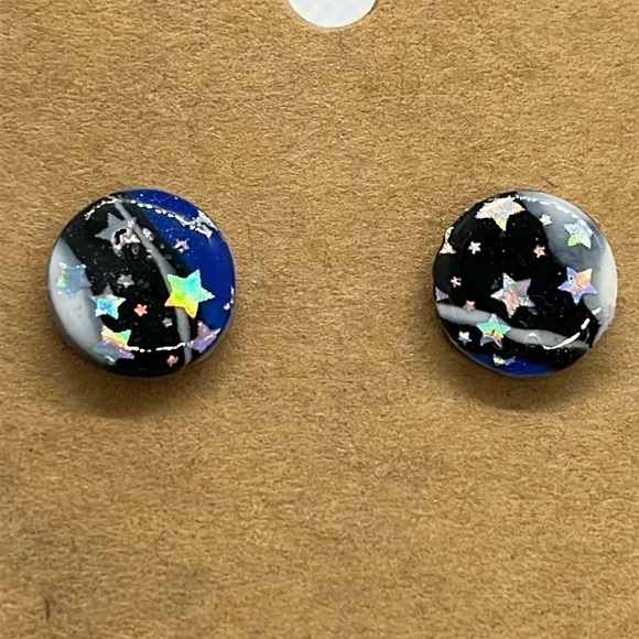 Source Unknown Jewelry - Cosmic Star Earrings Post Backs Dainty Witch Galaxy